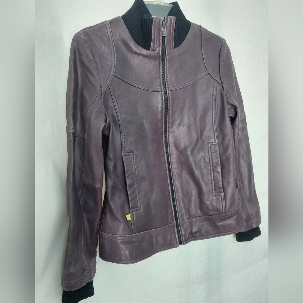 Women's Purple Leather Jacket - Picture 1 of 11